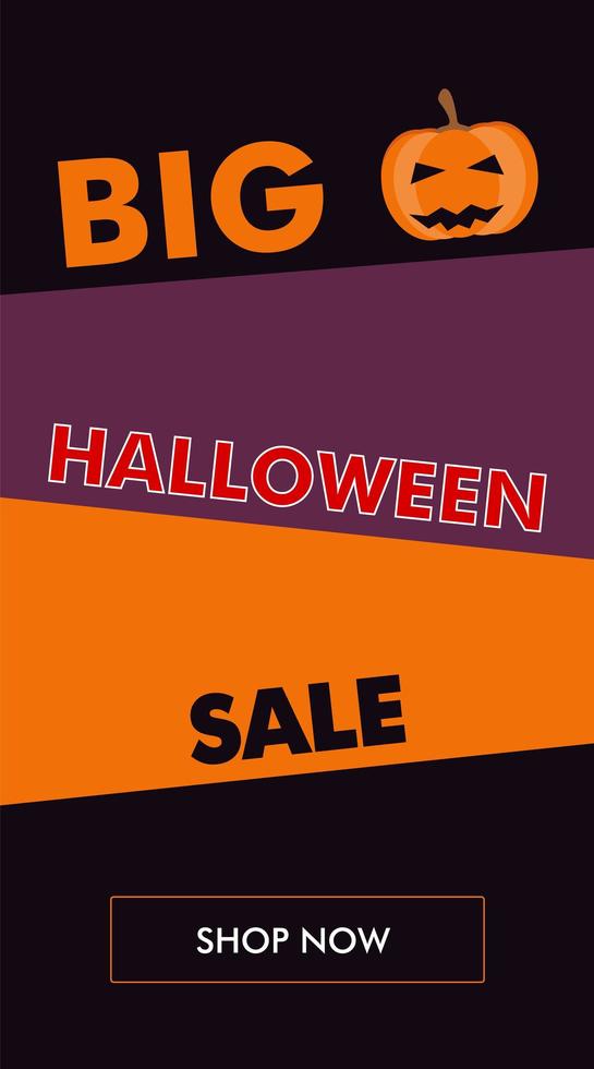 Banner vertical de venta de halloween con espalda oblicua vector