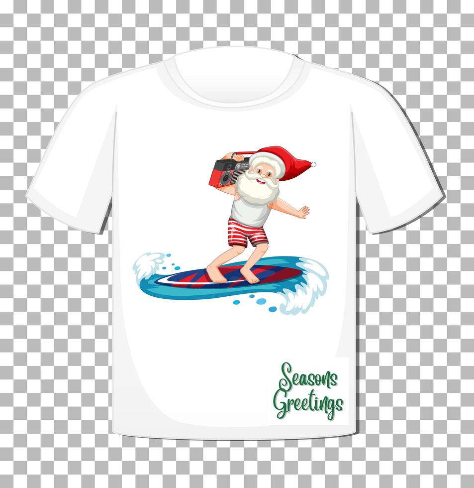 Santa Claus cartoon character on t-shirt isolated on transparent background vector