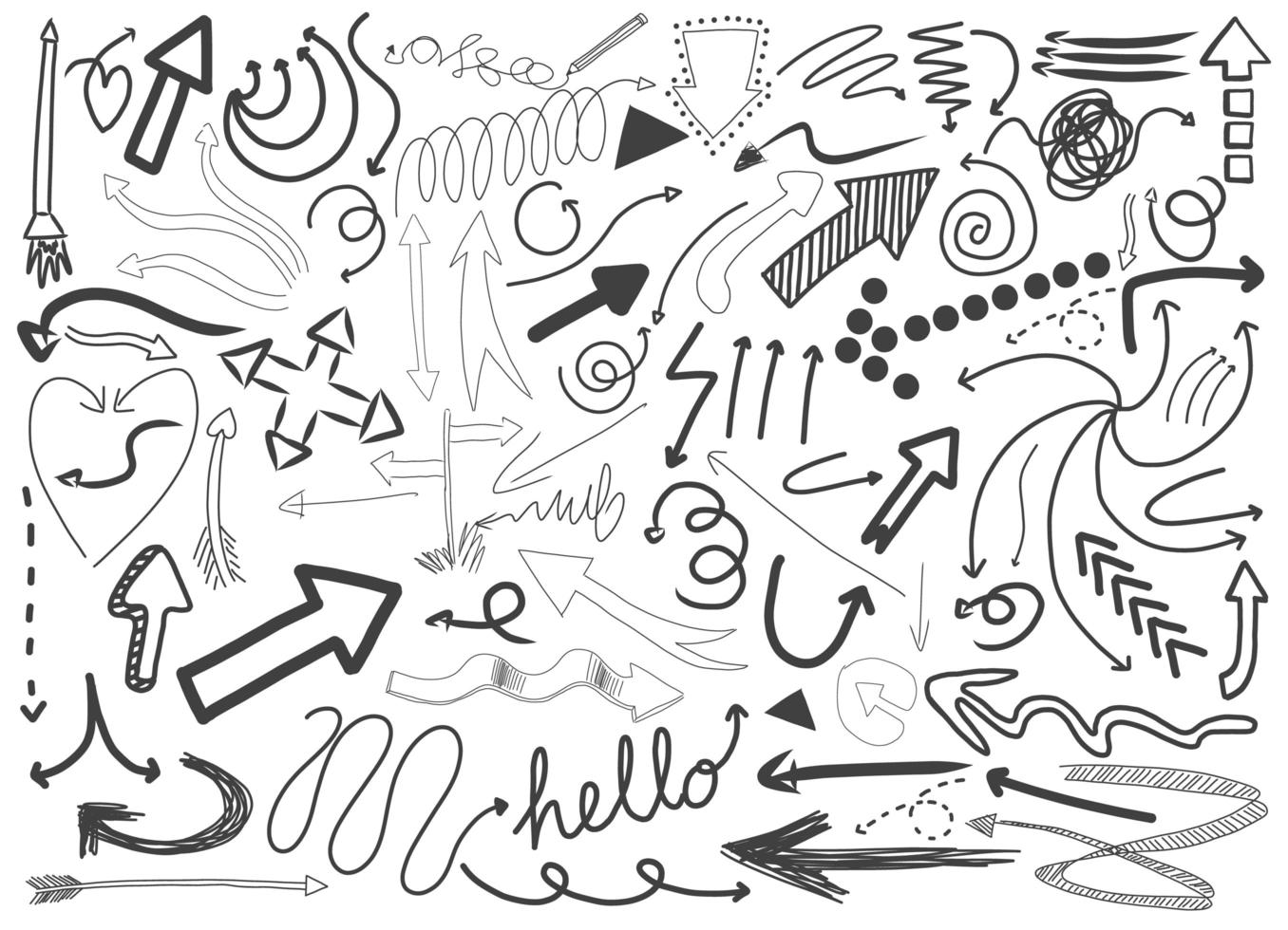 Different doodle strokes isolated on white background vector