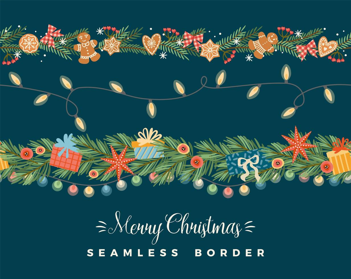 Christmas seamless borders vector