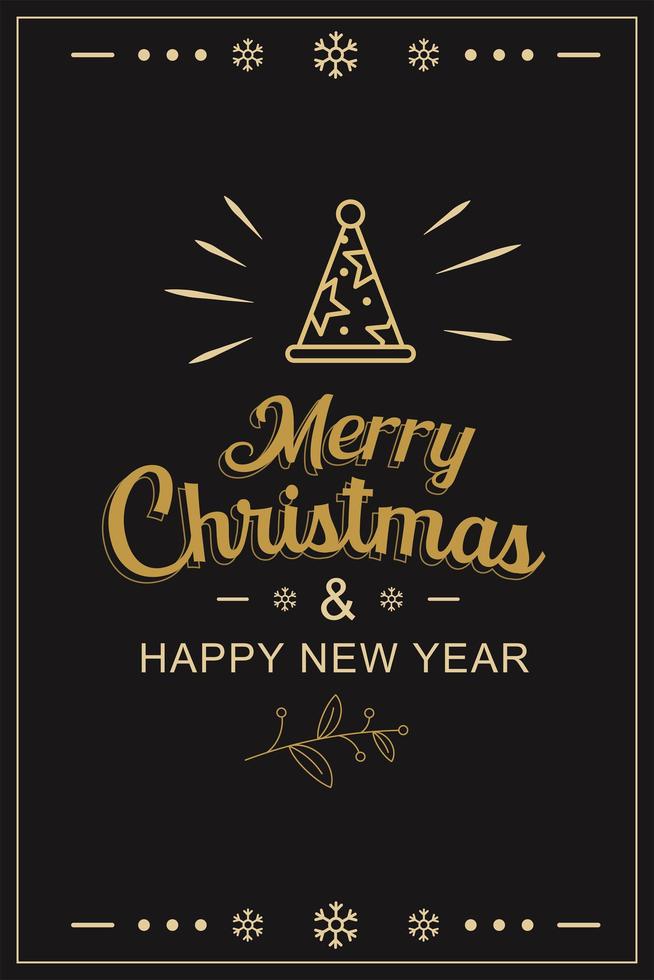 Merry christmas and happy new year greeting card vector