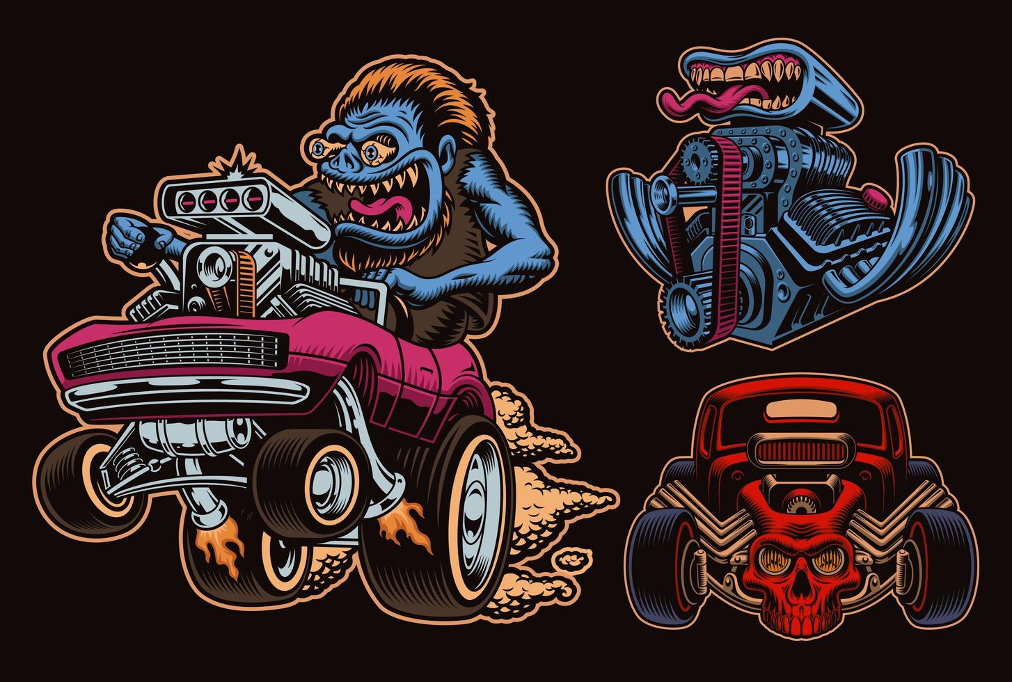 A bundle of hot rods vector