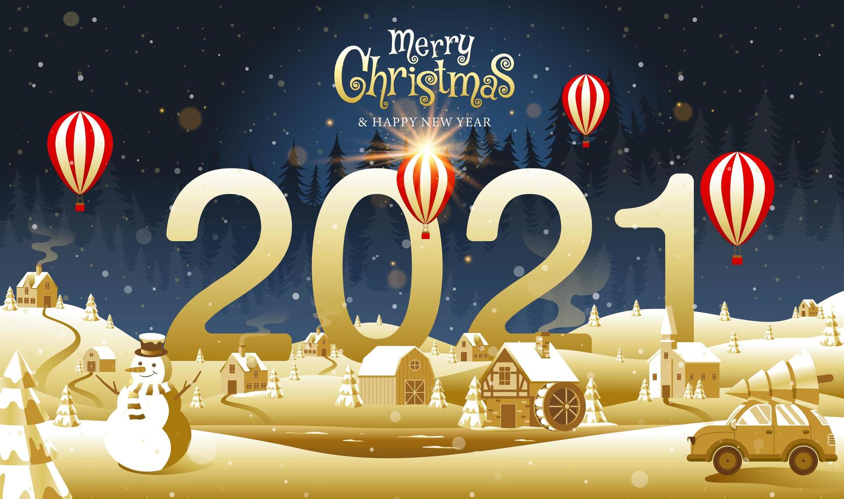 Merry Christmas and Happy New Year 2021 - Download Free Vectors