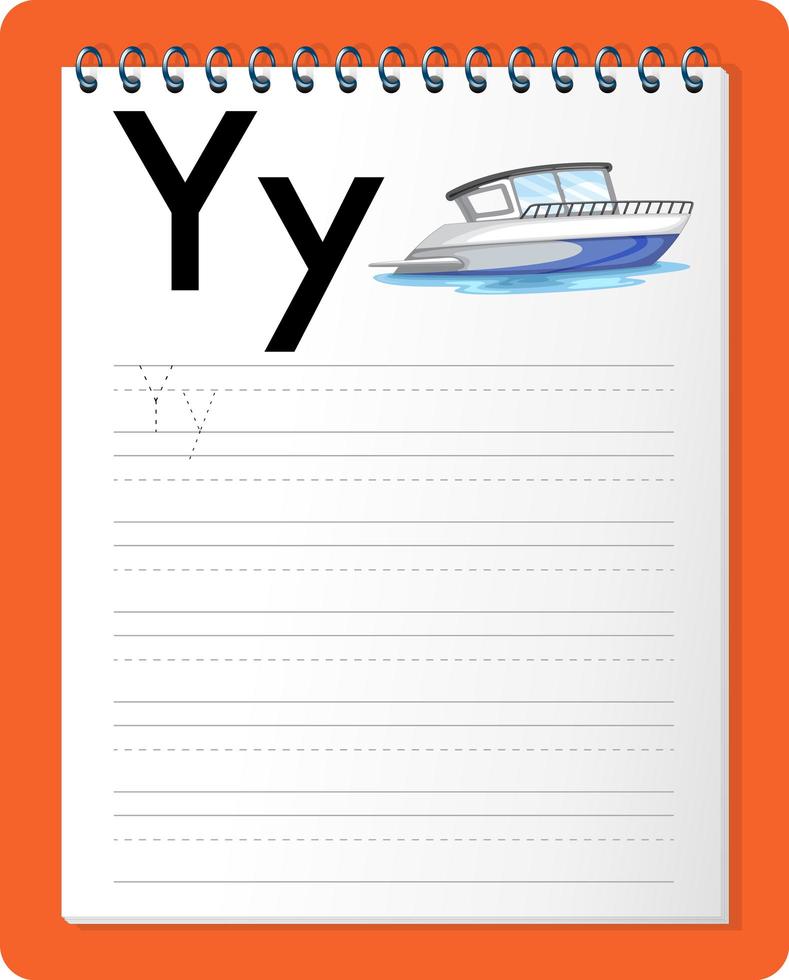 Alphabet tracing worksheet with letter Y and y vector
