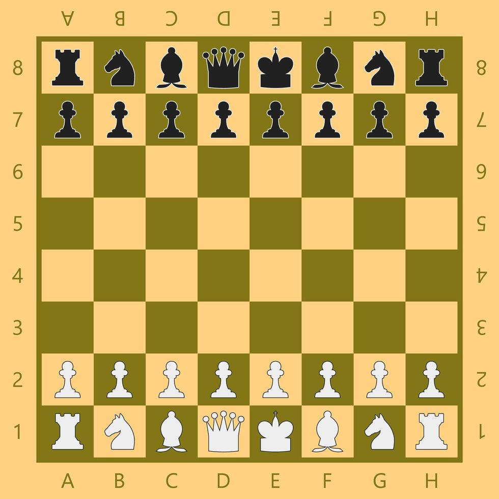 Chess board with pieces vector