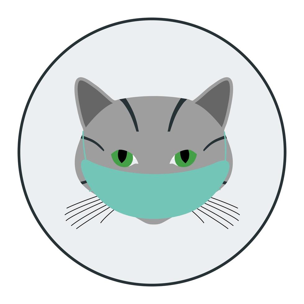 avatar de gato con máscara médica vector