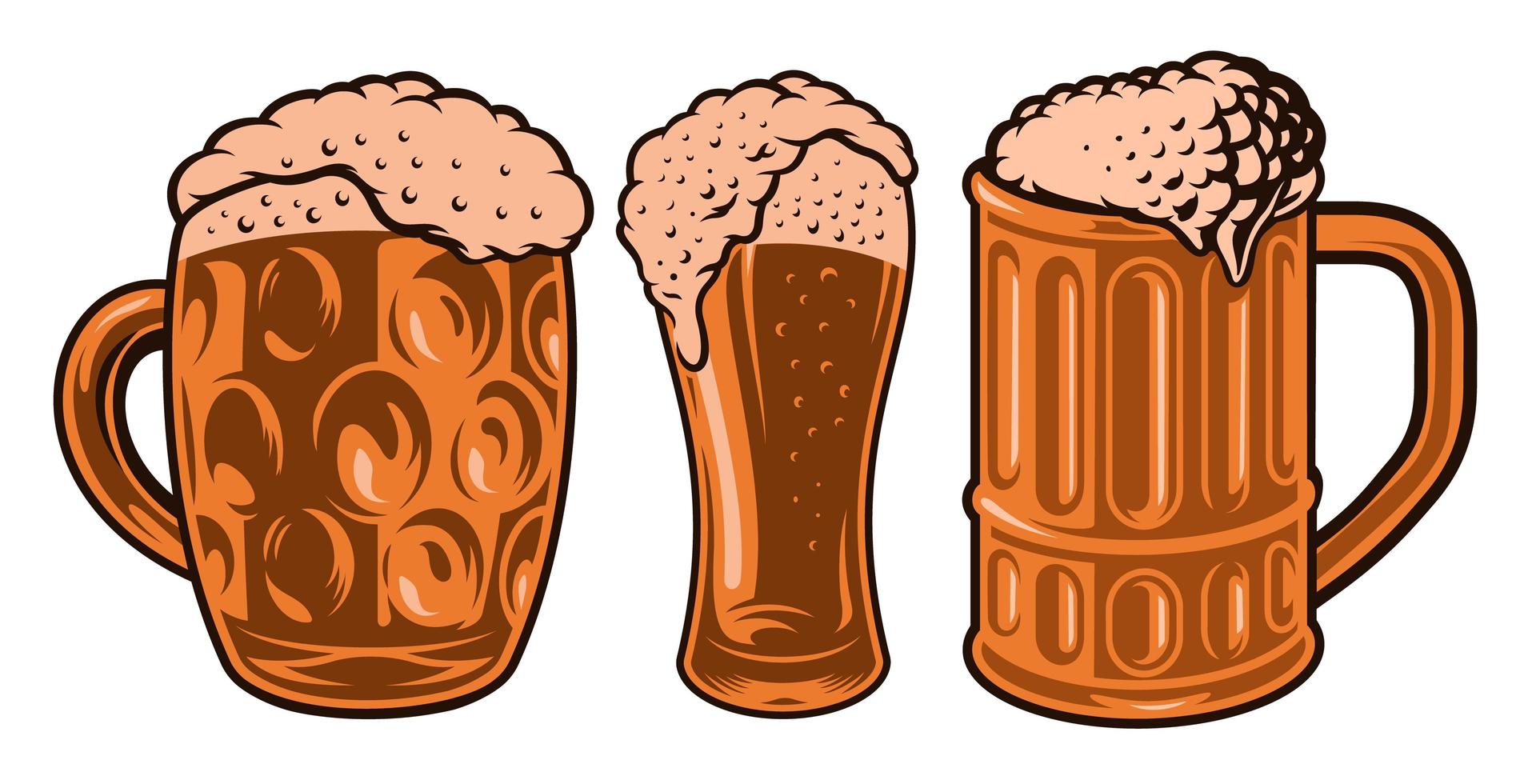 diferentes vasos de cerveza vector