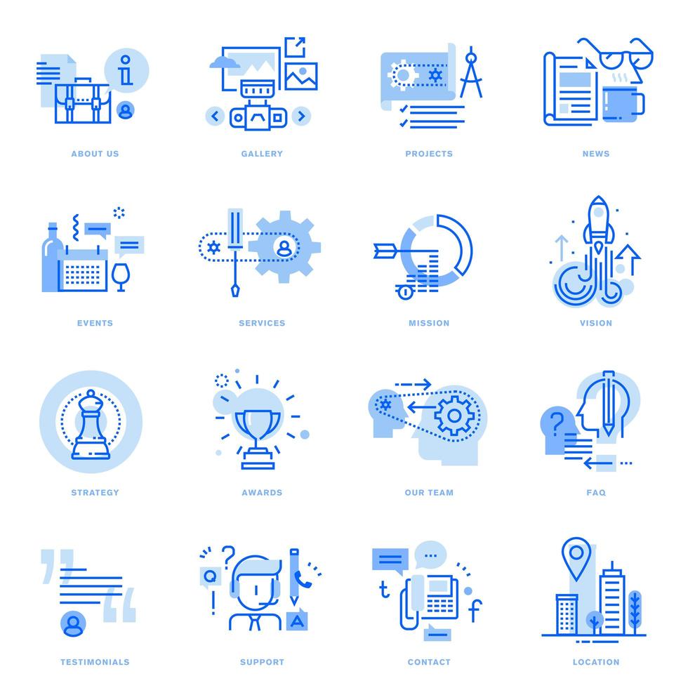 Set of flat line business icons vector