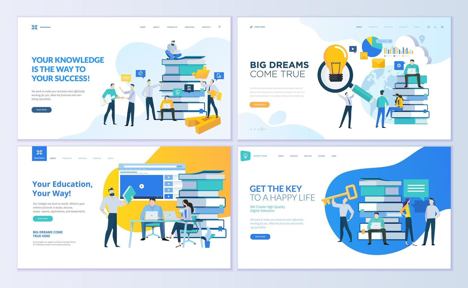 Set of web page design templates for education vector