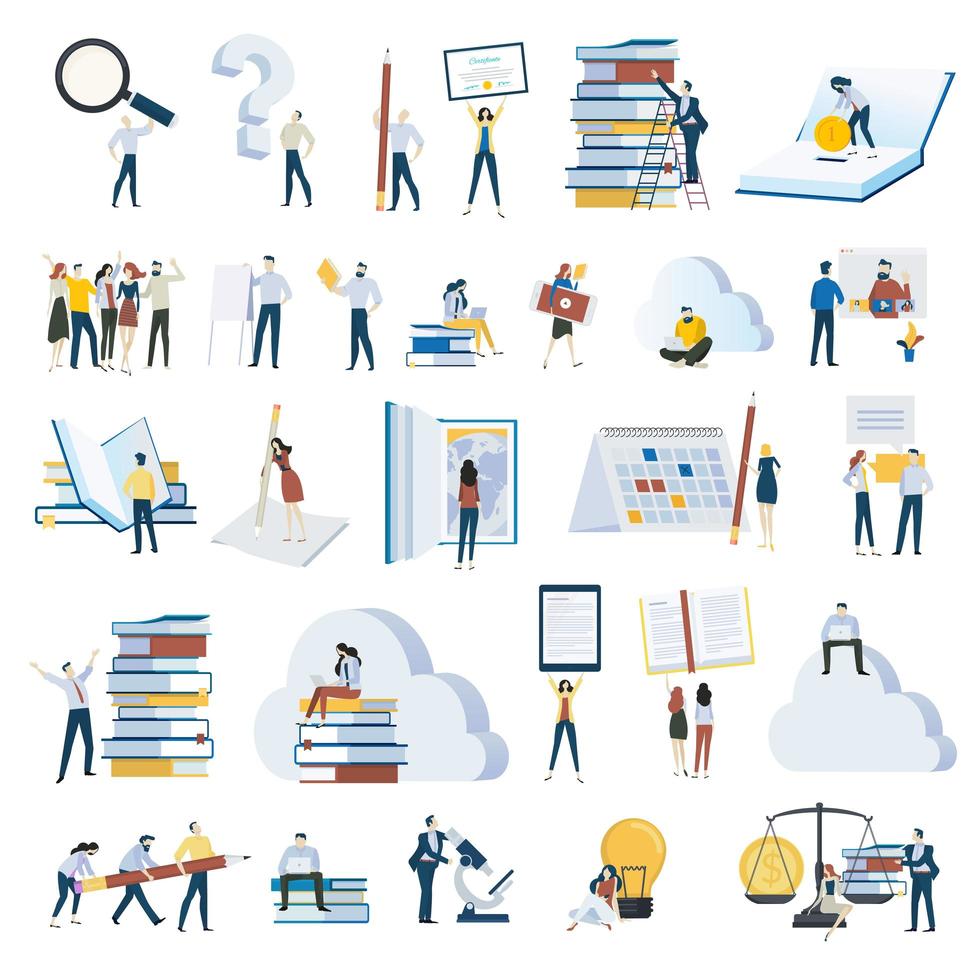 Set of flat design style people icons vector