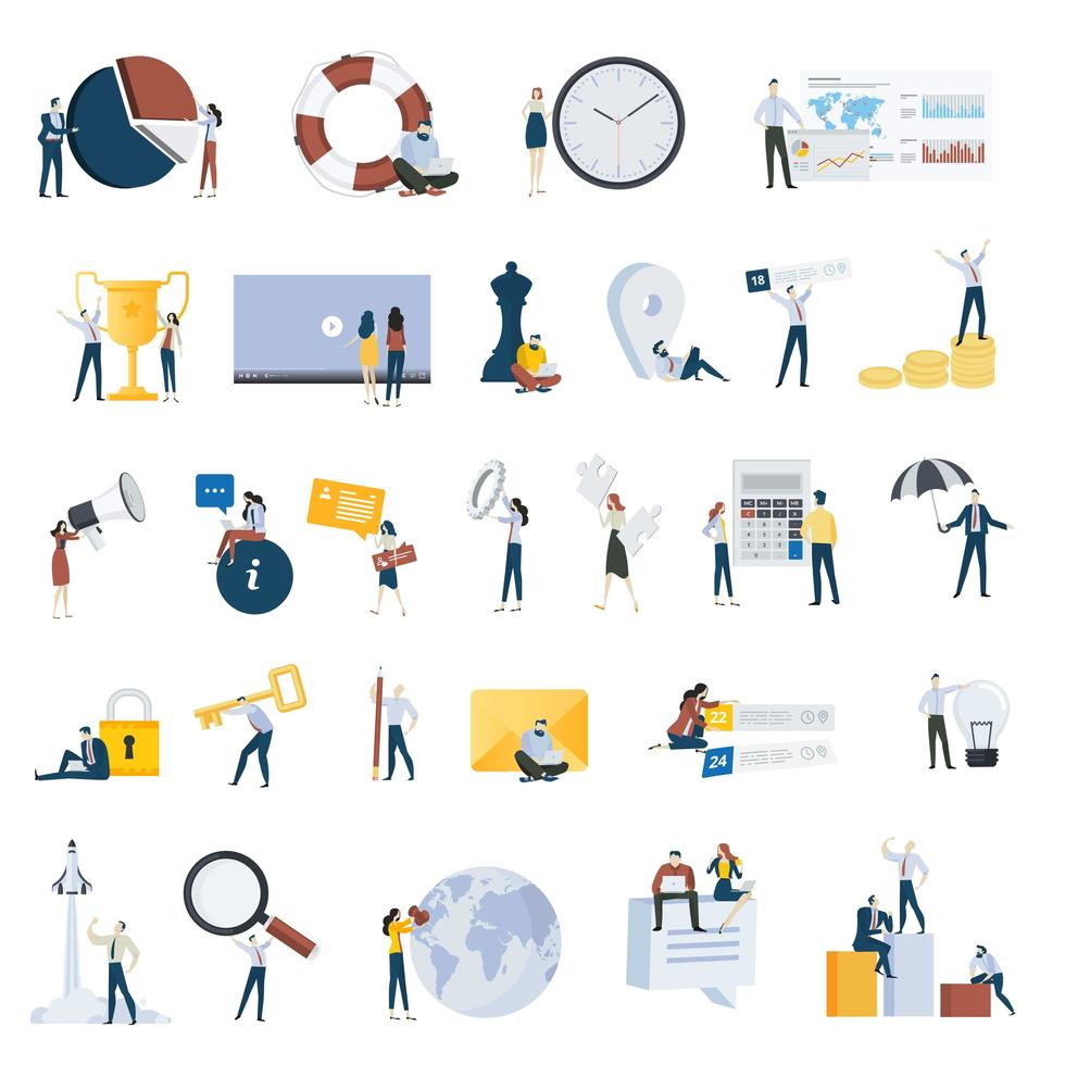 Set of flat design style people icons vector