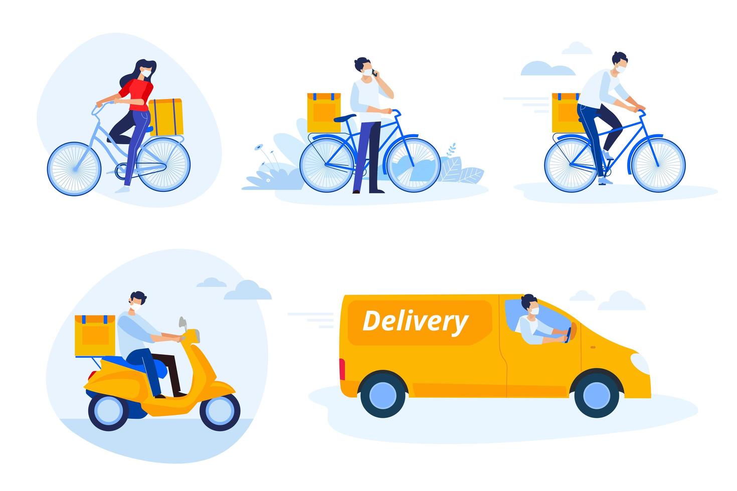Delivery people set vector