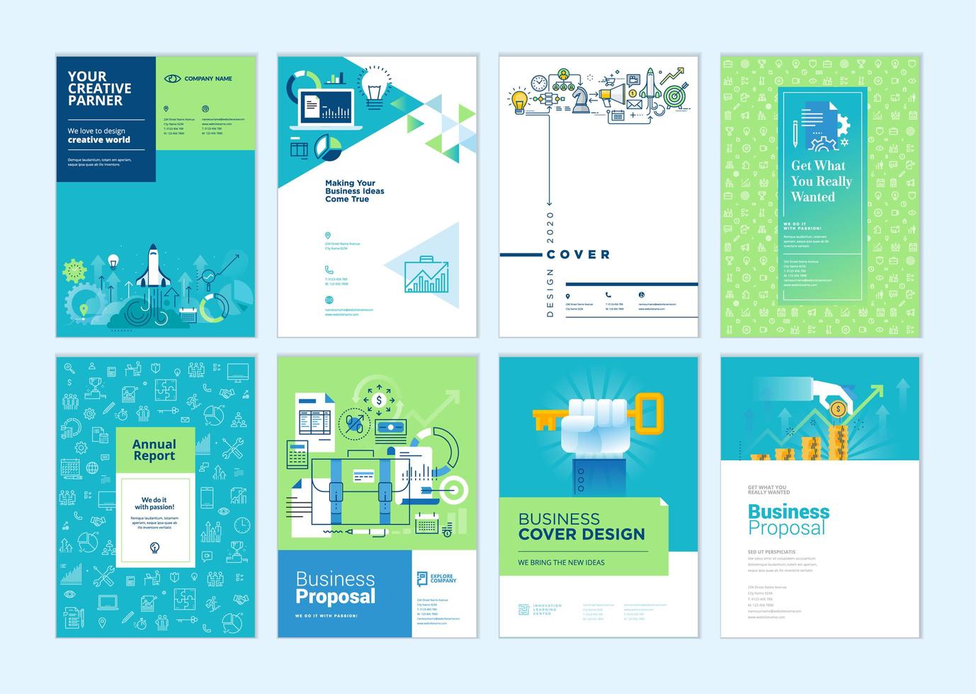 Business plan cover design templates vector