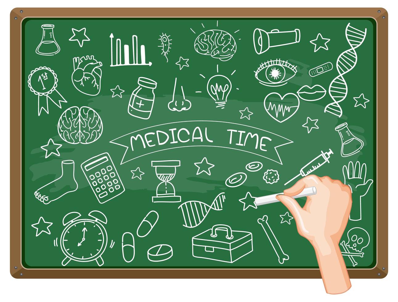 Hand drawing medical element on chalkboard vector