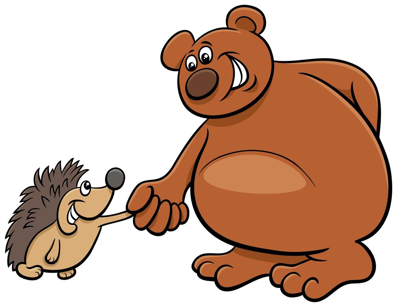 Bear and hedgehog cartoon animal characters vector