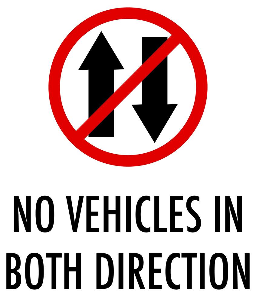 No vehicles in both direction sign on white background vector