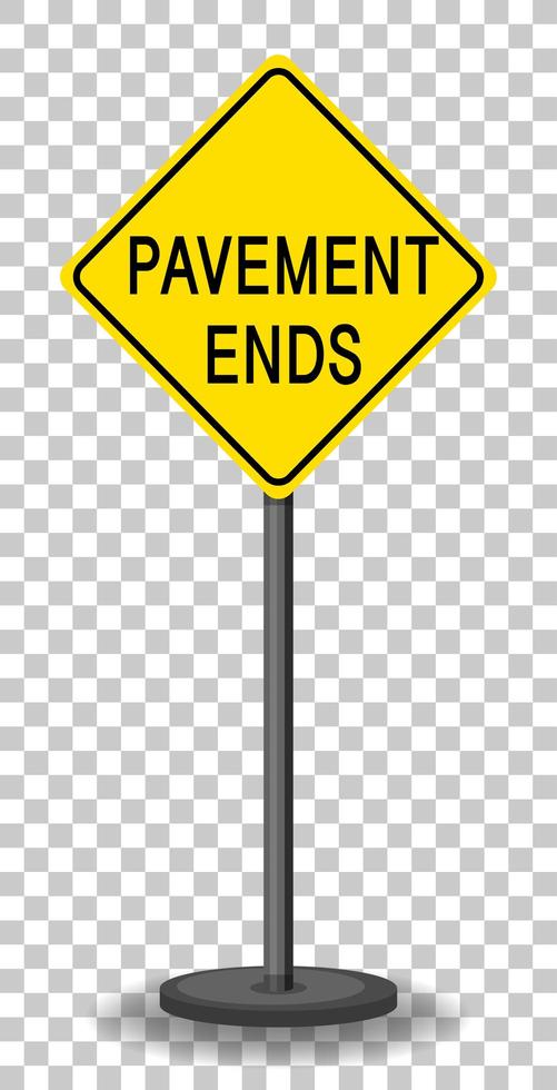 Yellow traffic warning sign on transparent background vector