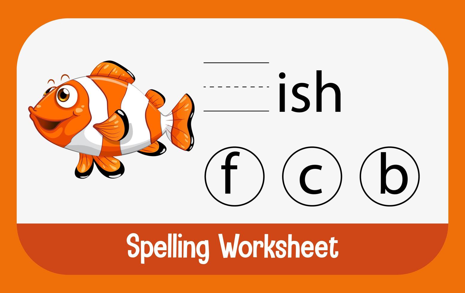 Find missing letter with fish vector