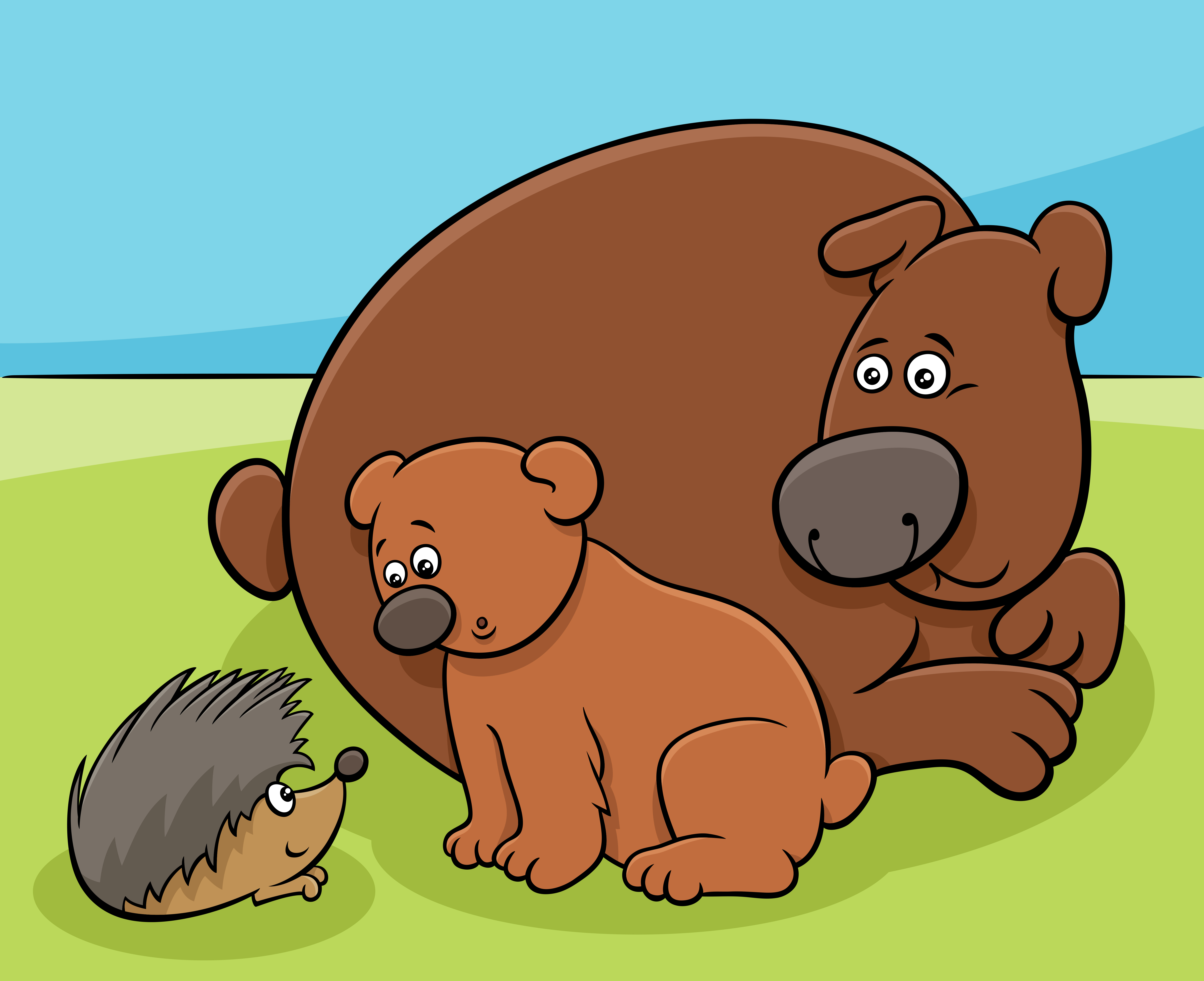 Little bear with mom and hedgehog animal characters 1591637 Vector Art at Vecteezy Little bear with mom and hedgehog animal characters 1591637 Vector Art at Vecteezy
