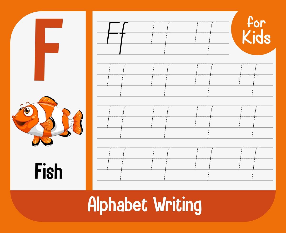 Alphabet tracing worksheet with letter and vocabulary vector