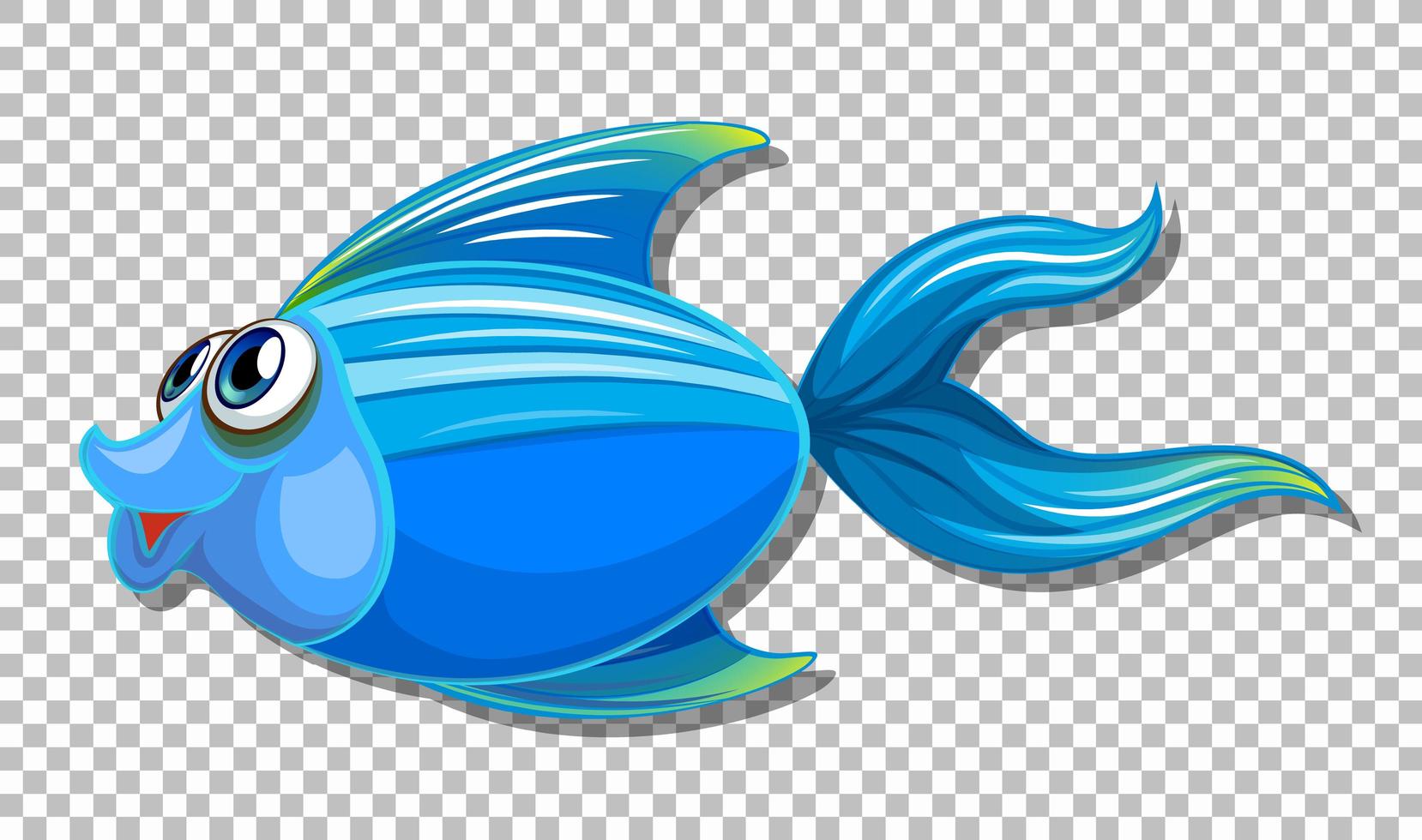 Cute fish with big eyes cartoon character on transparent background vector