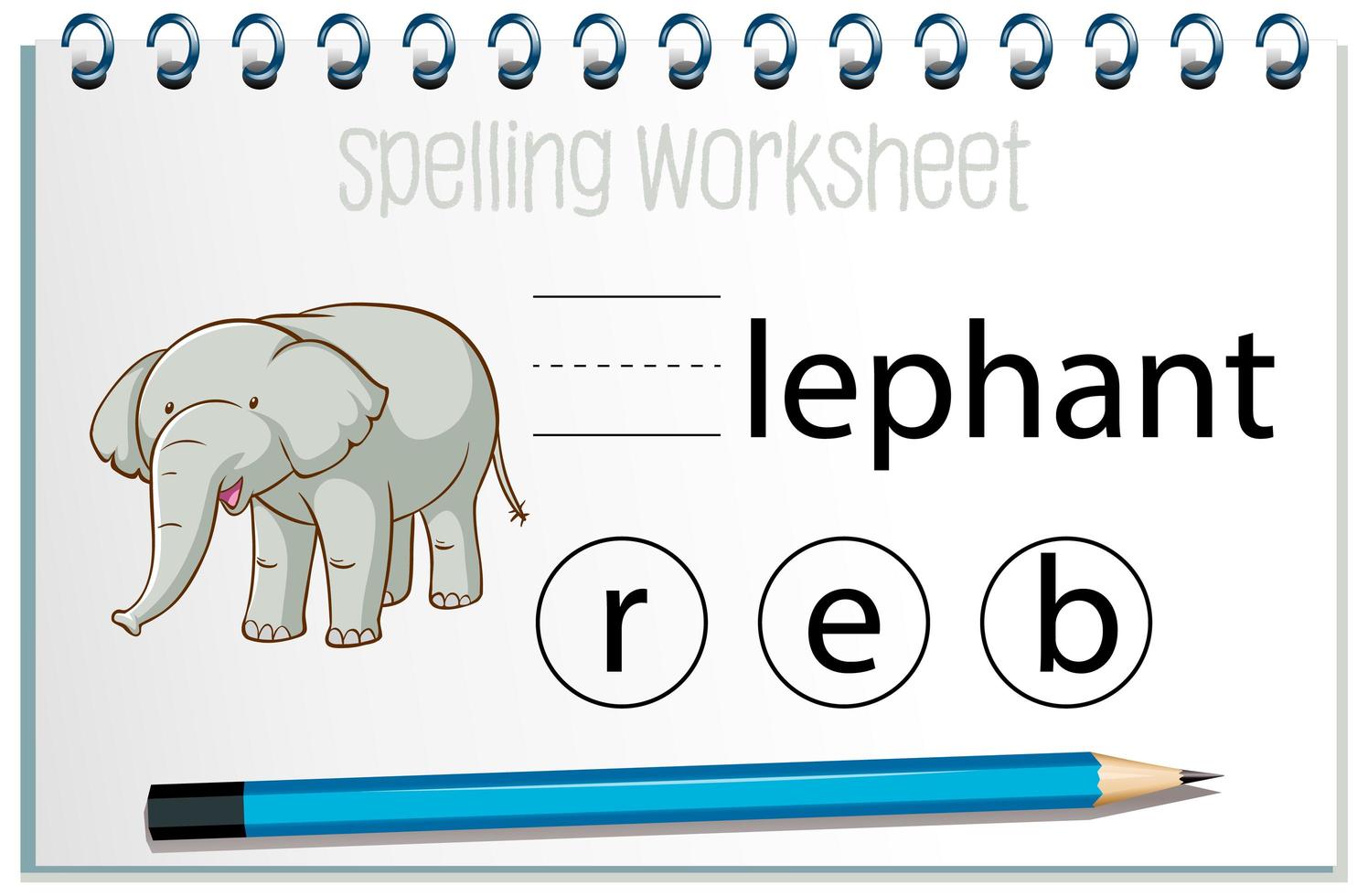 Find missing letter with elephant vector