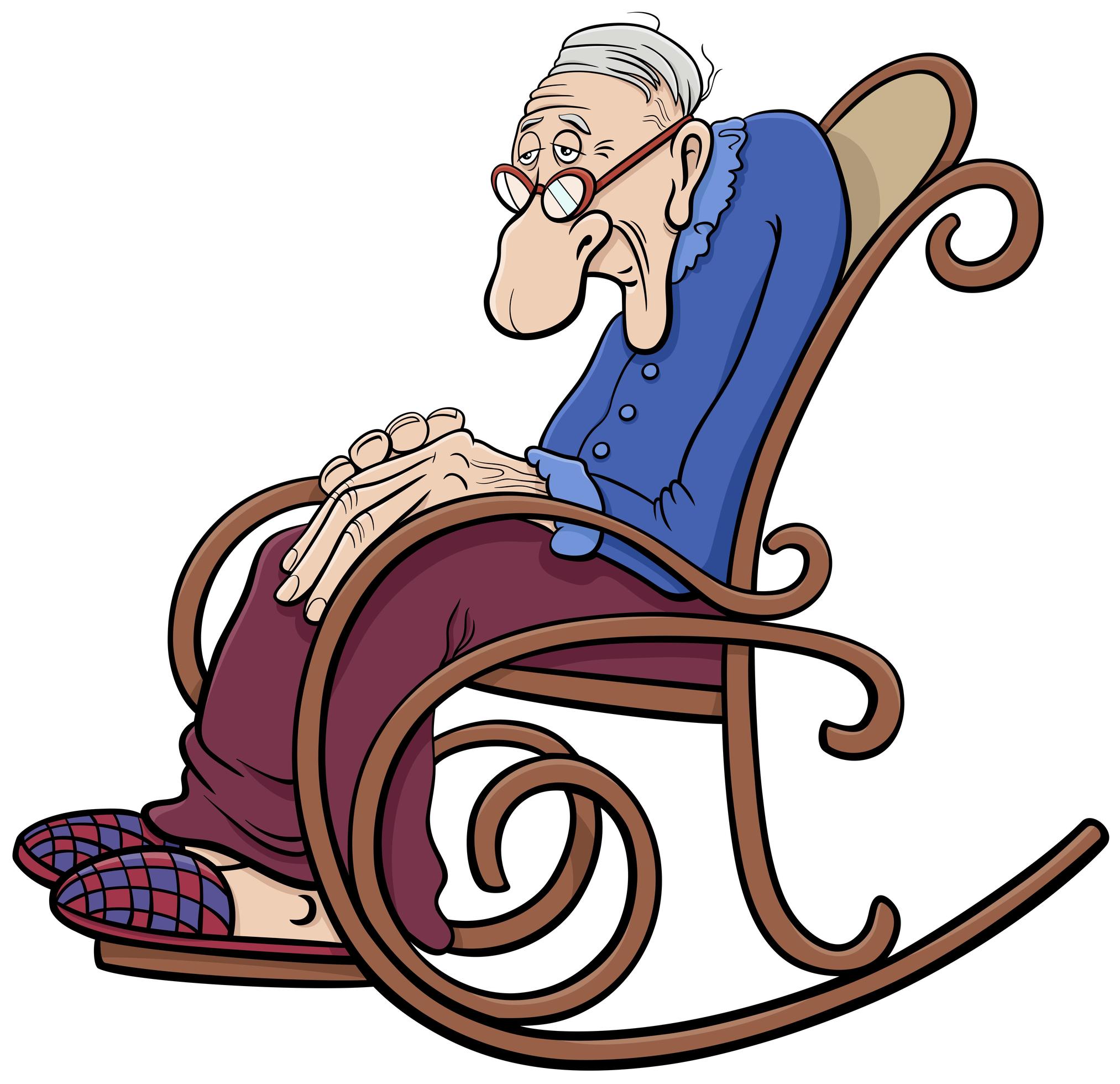 Cartoon senior in the rocking chair comic character 1591688 Vector Art