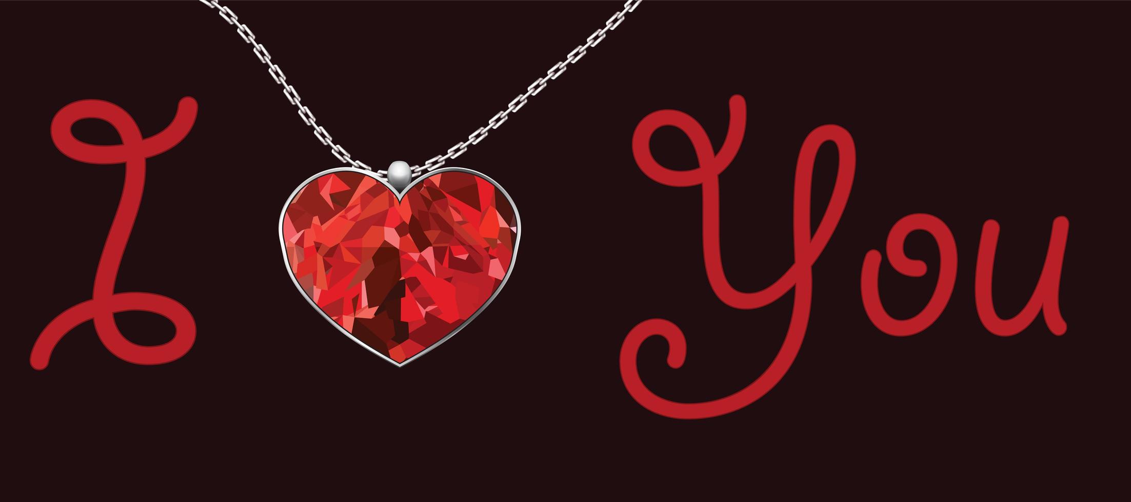 Valentine's Day heart red pendant on black background vector