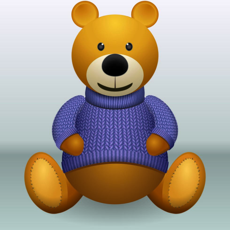 Teddy bear in sweater on grey background vector