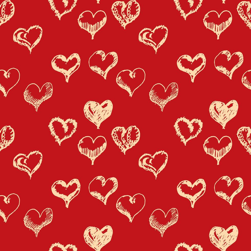 Valentine's day hand drawn hearts seamless pattern. vector