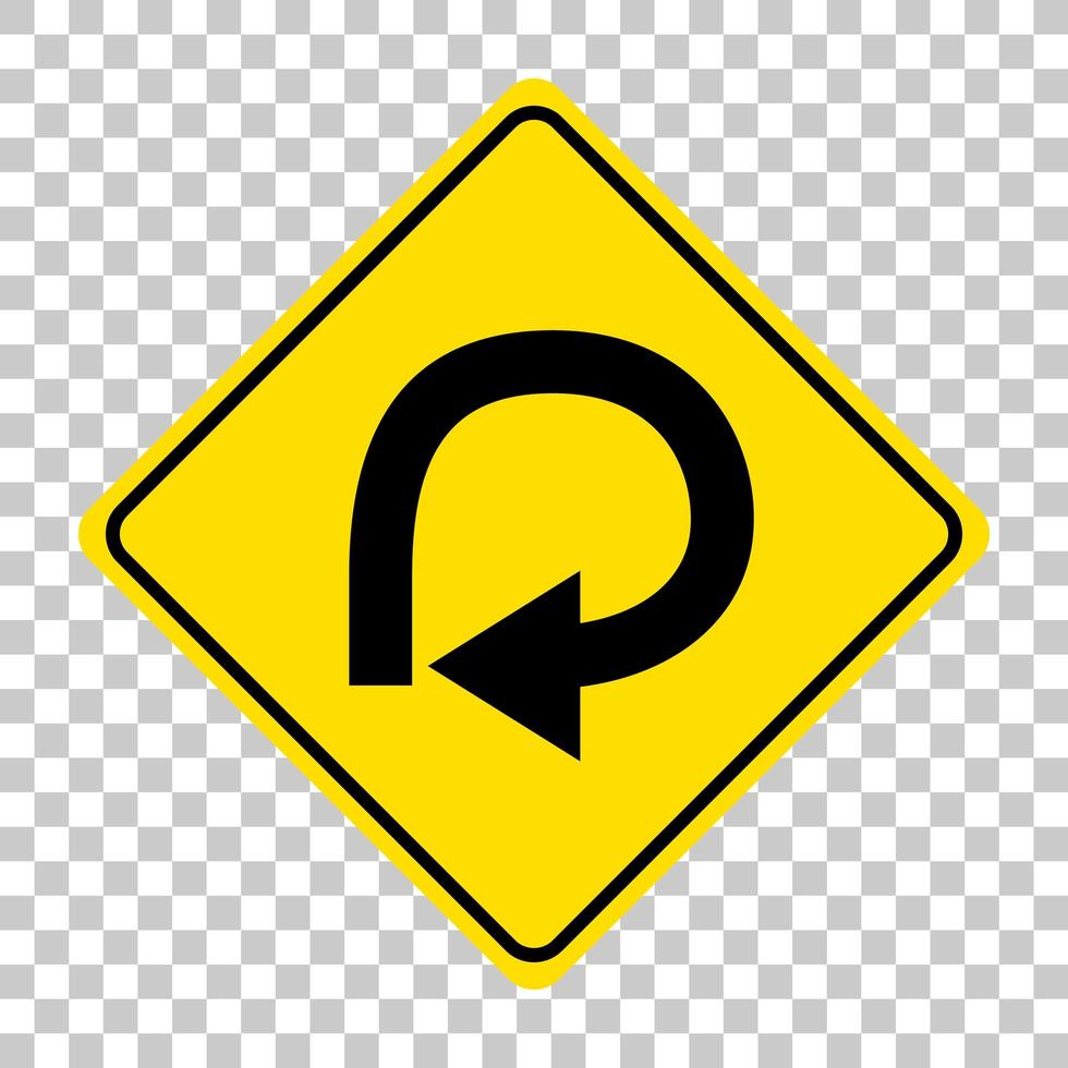 Yellow traffic warning sign on transparent background vector