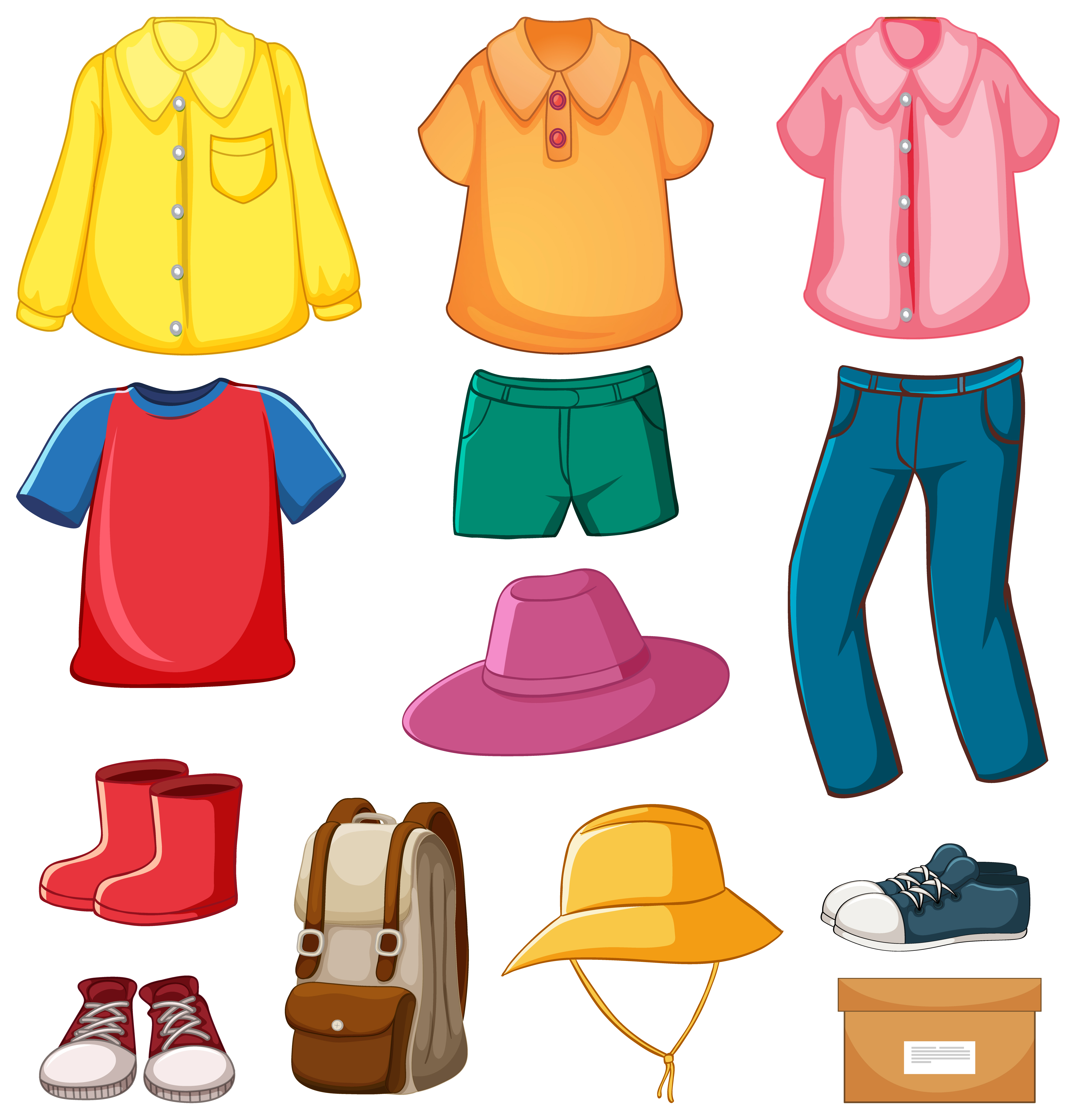 Set of clothes with accessories isolated on white background 1591831 Vector  Art at Vecteezy