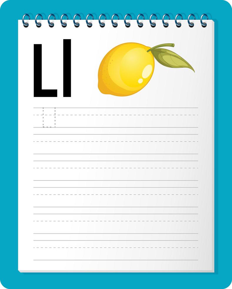 Alphabet tracing worksheet with letter L and l vector