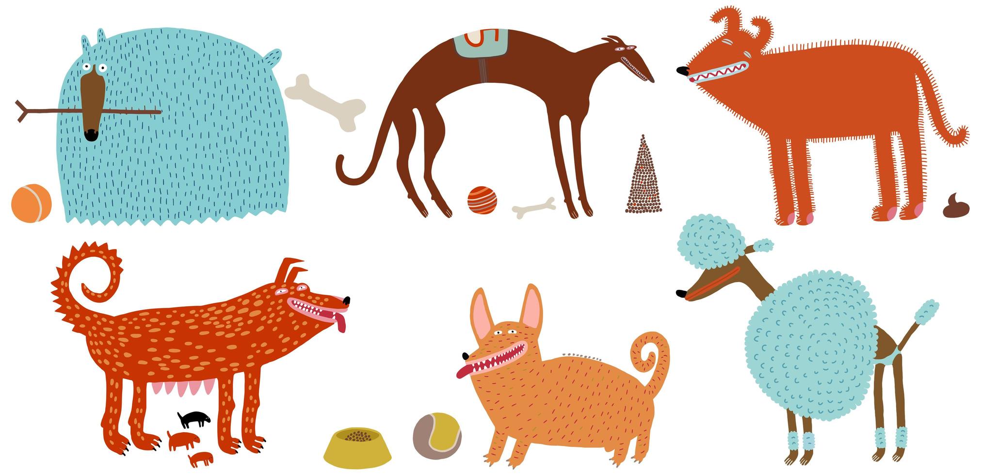 Various dogs set vector