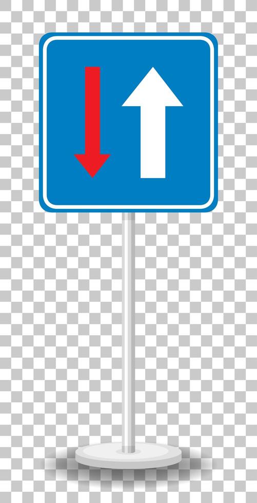 Priority over oncoming vehicles sign with stand isolated on transparent background vector