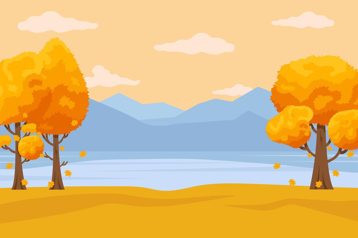 fondo de otoño con hojas dibujadas a mano vector