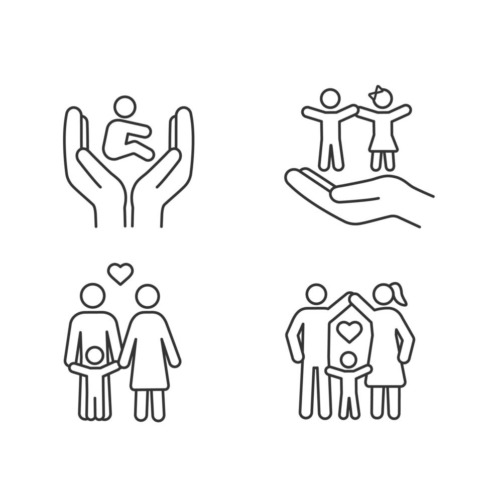 Child custody linear icons set vector