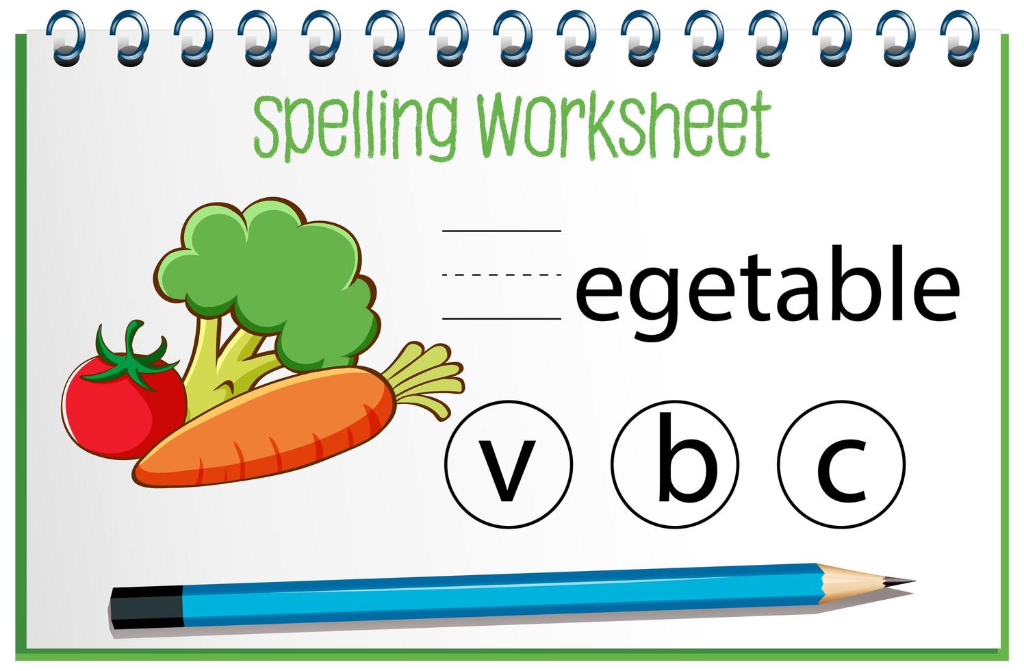 Find missing letter with vegetable vector