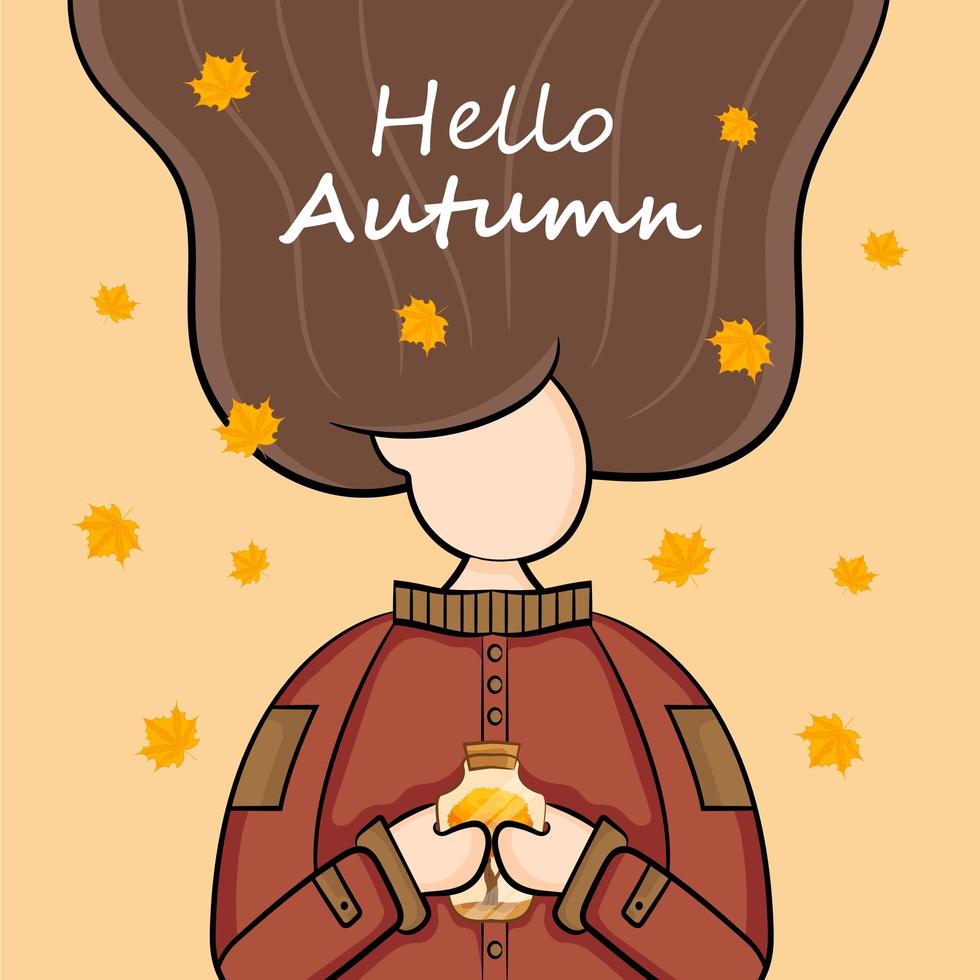 Character in autumn background vector