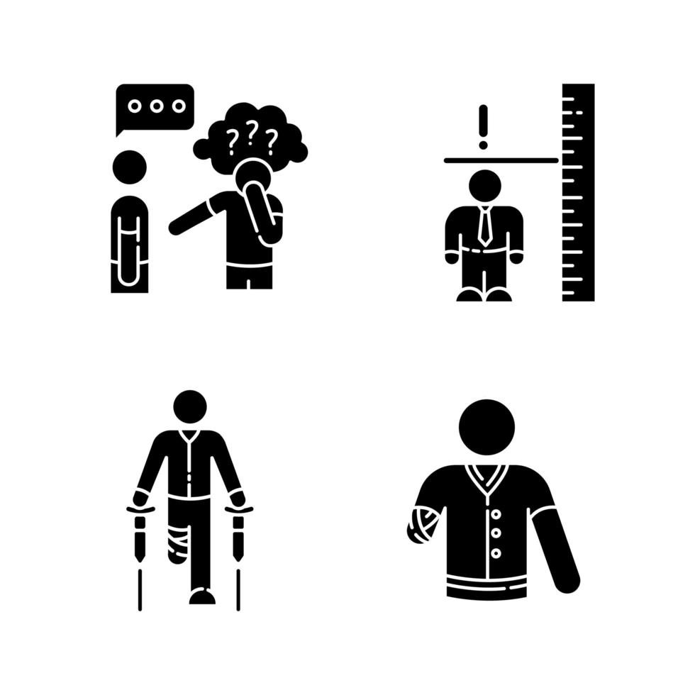 Medical condition black glyph icons set vector