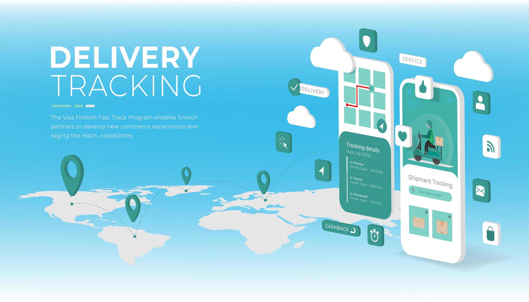 Online delivery service landing page vector