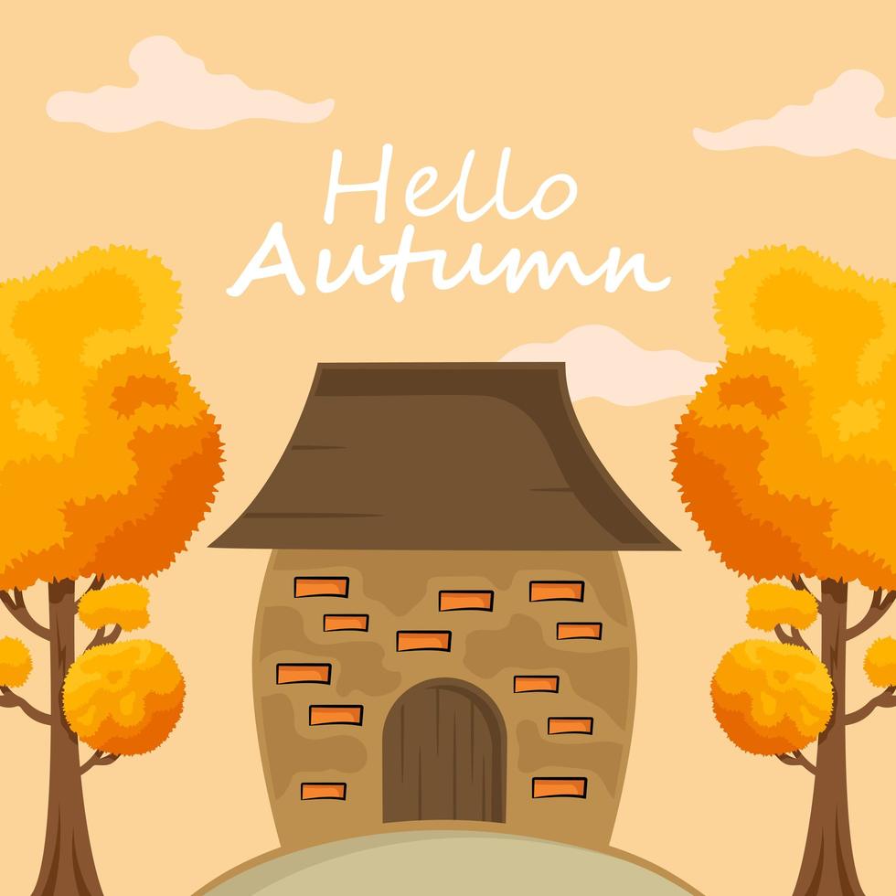 Autumn Background with Hand Drawn Leaves vector