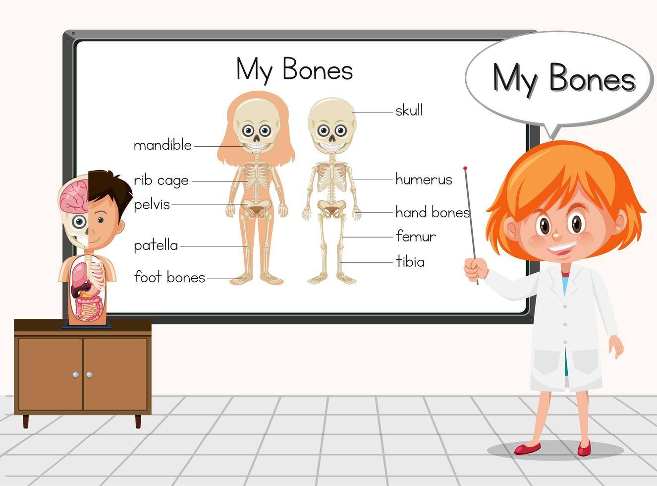 Young scientist standing in front of a board in laboratory vector