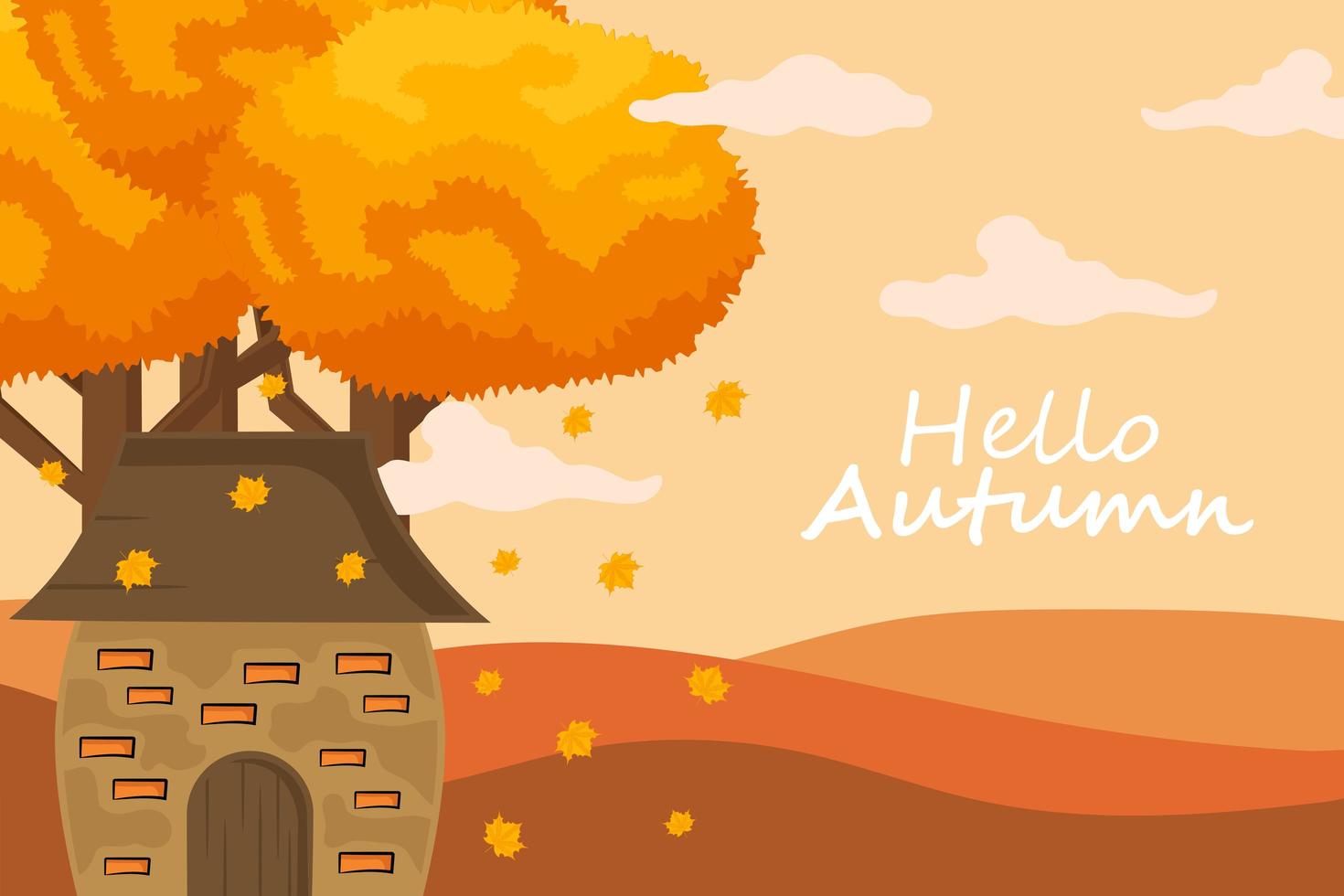 Autumn Background with Hand Drawn Leaves vector