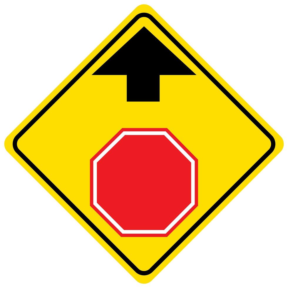 Stop Ahead yellow sign on white background vector