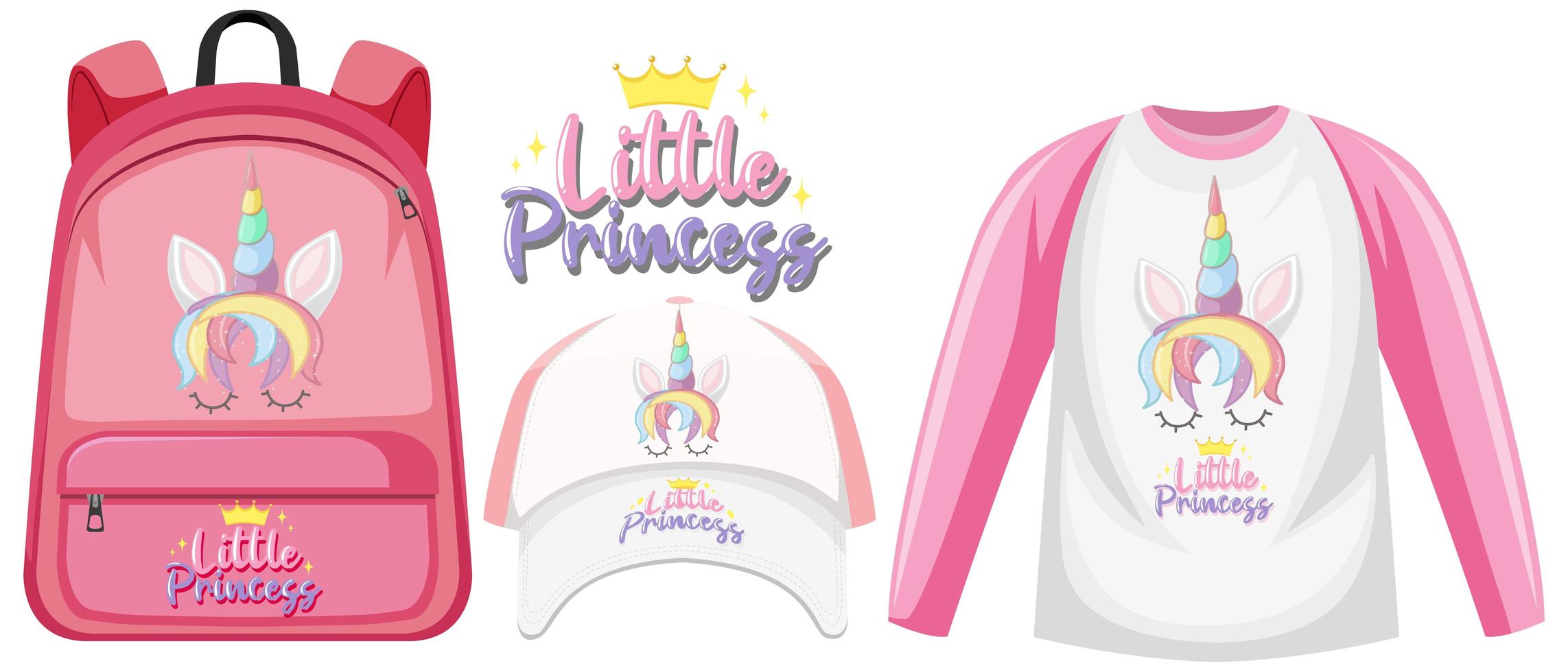 Set of unicorn outfits vector