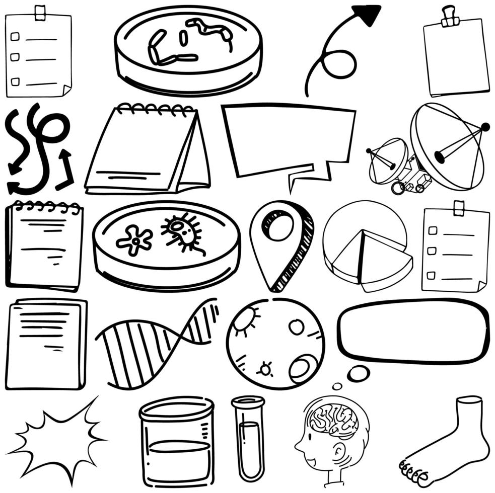 Set of item and symbol hand drawn doodle vector