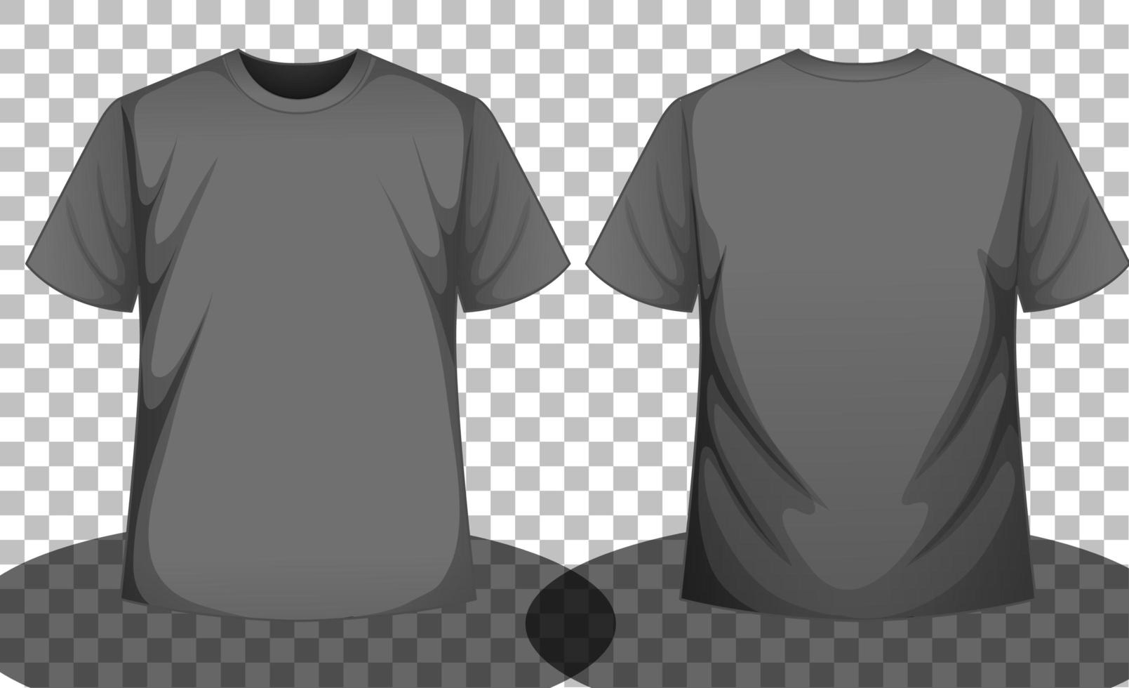 Grey or black short sleeve t-shirt front and back side vector