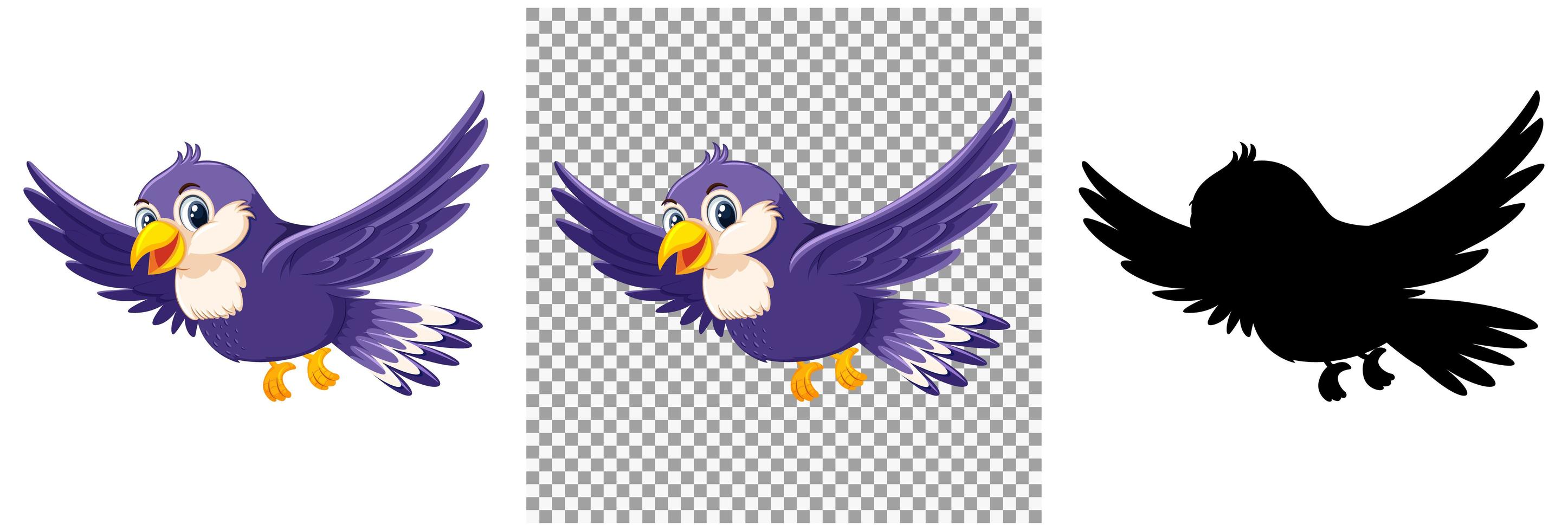 Cute purple bird cartoon character vector