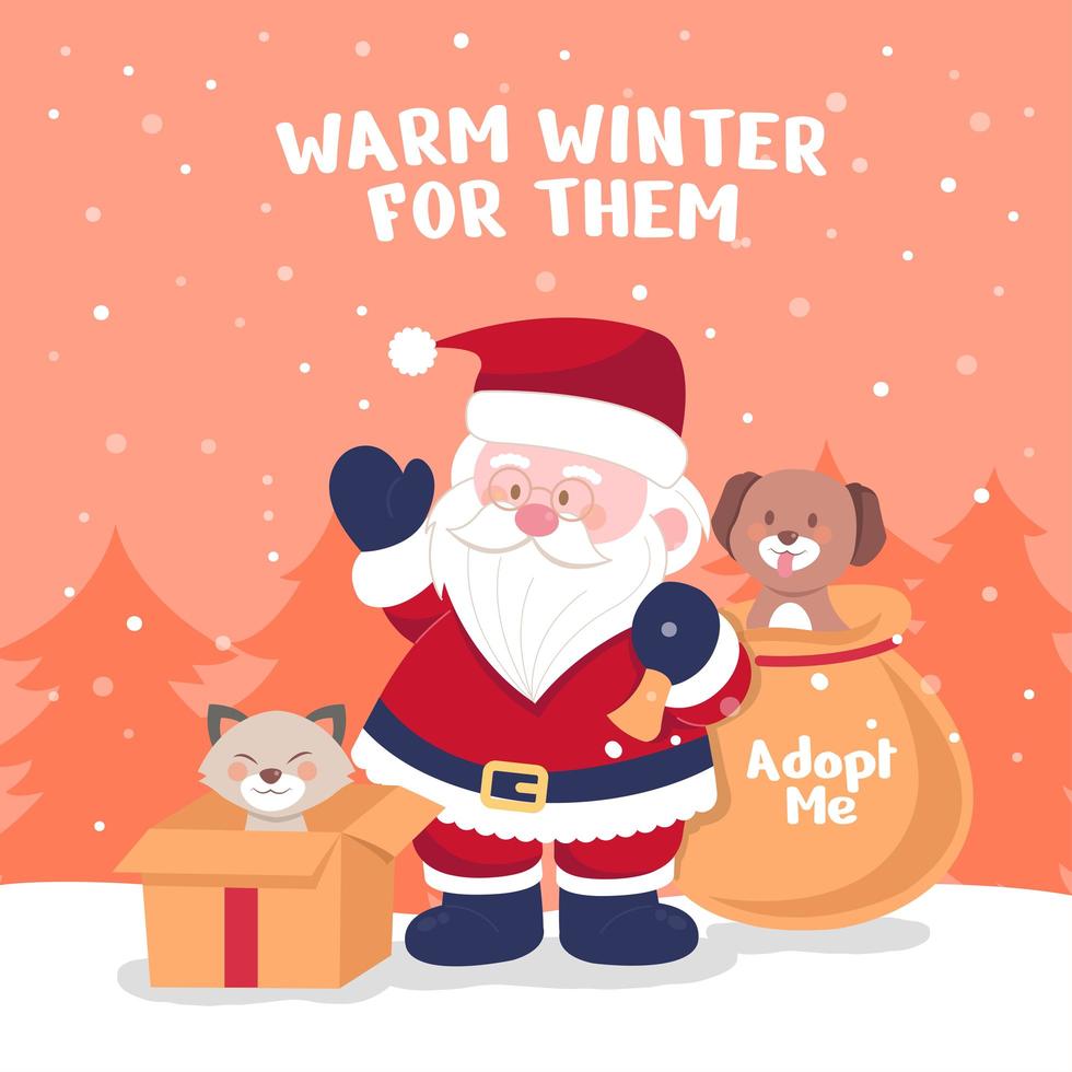 Santa Paws Save Animal by Adopting vector